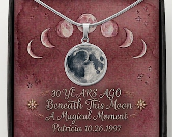Gothic Moon Phase Necklace 30th Goth Birthday gift for her, Witchy Celestial Jewelry