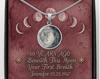 60th Goth Birthday gift for her - Gothic Moon Phase Necklace, Celestial Jewelry, Witchy Necklace, Dark Alternative Gift