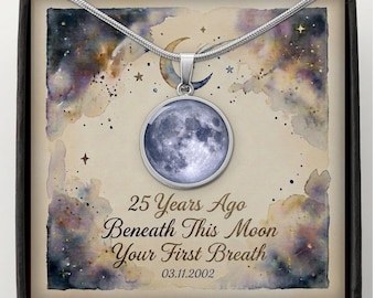 25th Birthday Gift Custom Moon Phase Necklace Celestial Jewelry for Women