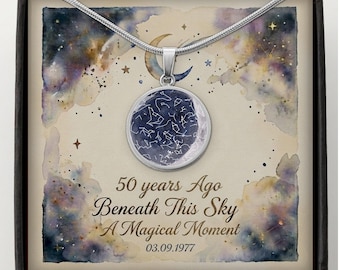 50th Birthday Star Map Necklace