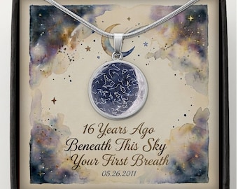 Sweet 16th Birthday Star Map Necklace