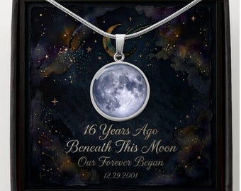 Custom Moon Phase Necklace 16th Birthday Gift Personalized Celestial Jewelry