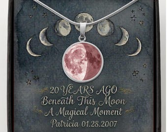 Watercolor Moon Phase Necklace 20th Birthday Gift for Her Custom Celestial Jewelry