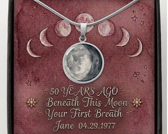 50th Goth Birthday gift for her - Gothic Moon Phase Necklace, Celestial Jewelry, Witchy Necklace
