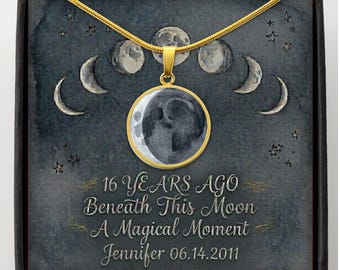 Goth Birthday gift for her - 16th Gothic Moon Phase Necklace, Celestial Jewelry, Witchy Necklace, Custom Moon Pendant for 16 Years Ago