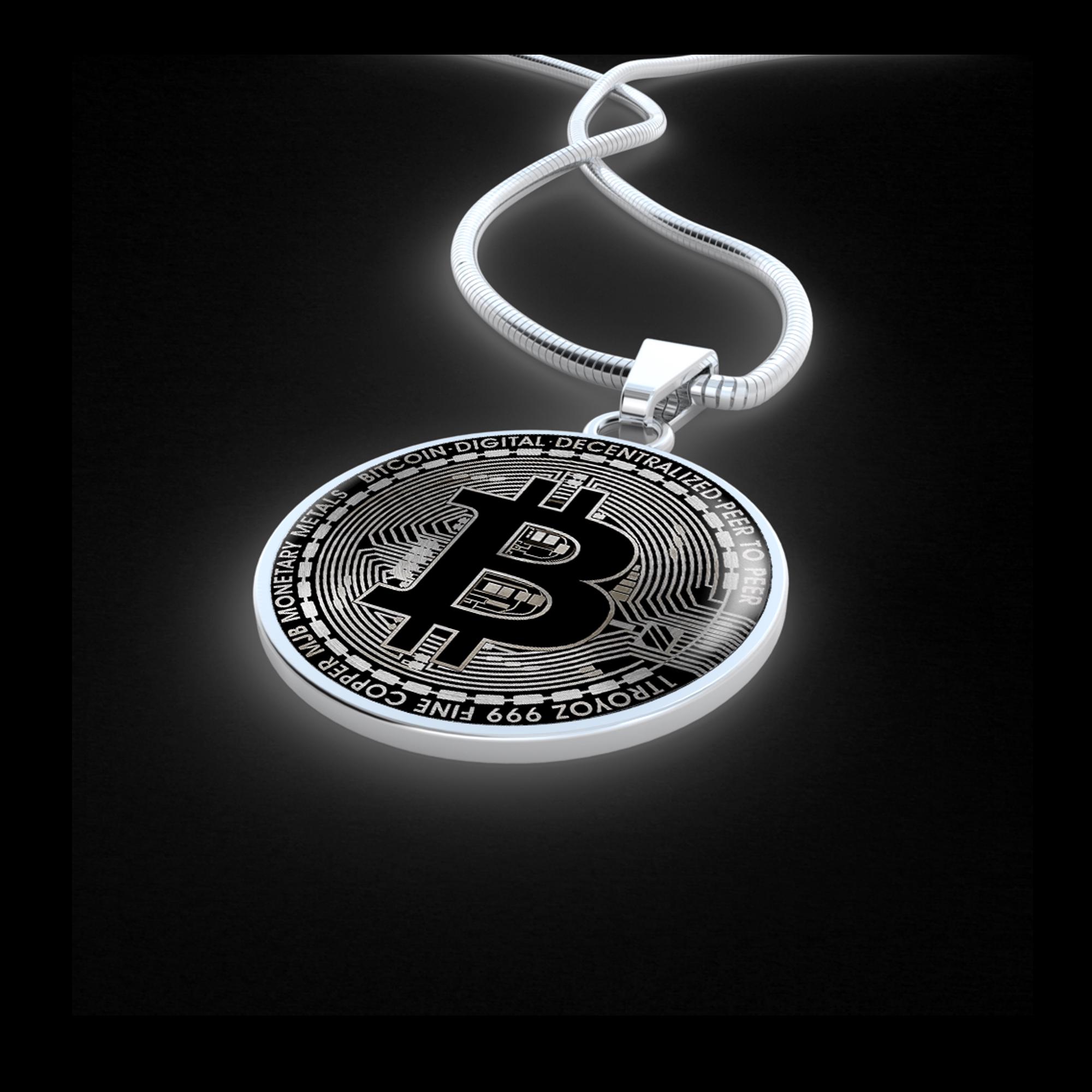 Personalized Bitcoin Necklace: 14k Gold or Steel Crypto Jewelry Gift