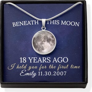 18th Birthday Gift for Daughter: Personalized Birth Moon Necklace