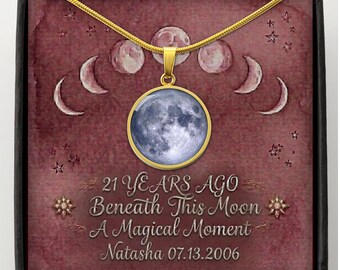 Realistic Moon Phase Necklace - 21st Celestial Birthday Gift for her