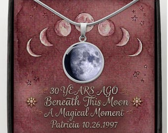 Realistic Moon Phase Necklace 30th Celestial Birthday Gift for her Custom Jewelry