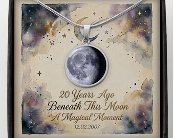 Custom Moon Phase Necklace 20th Birthday Gift, Celestial Jewelry, Personalized Moon Pendant