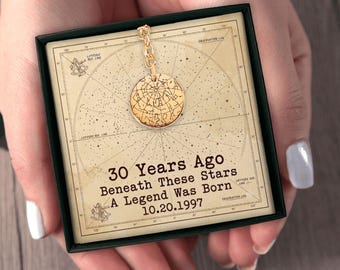 Custom Engraved Keychain Starmap 30th Birthday Gift for Him