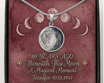 Gothic Moon Phase Necklace: 80th Goth Birthday gift for her, Celestial Witchy Jewelry