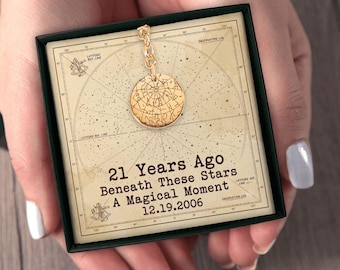 Custom Engraved Keychain Starmap 21st Birthday Gift for Him
