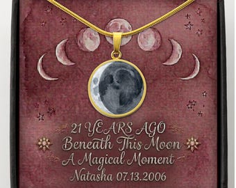 Gothic Moon Phase Necklace 21st Goth Birthday gift for her Celestial Jewelry
