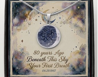 80th Birthday Star Map Necklace