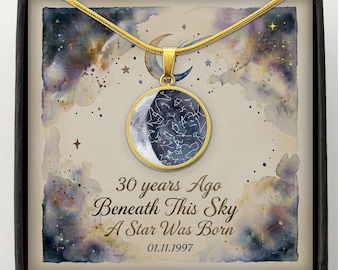 30th Birthday Star Map Necklace