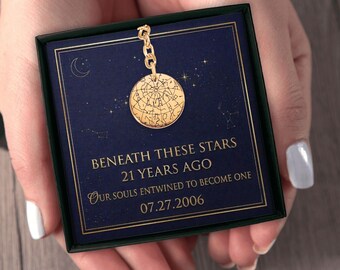 Custom Engraved Keychain Starmap 21st Birthday Gift for Him