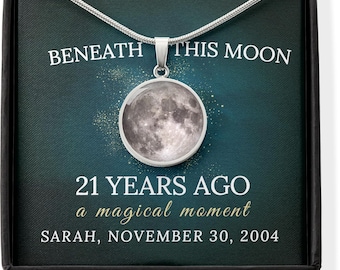 Gift for 21 Year Old Female -  Personalized Birth Moon Necklace