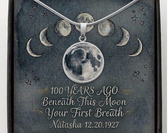 100th Goth Birthday gift for her - Gothic Moon Phase Necklace, Celestial Jewelry