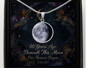 Custom Moon Phase Necklace 50th Birthday Gift Personalized Celestial Jewelry