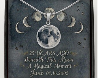 Gothic Moon Phase Necklace | 25th Goth Birthday gift for her | Celestial Jewelry