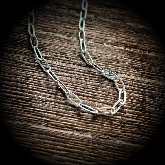 Sterling Silver Dainty Paperclip Chain Necklace 16.5”