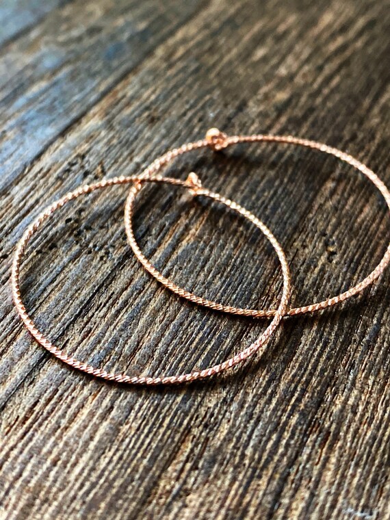 14k Rose Gold Fill Endless Diamond Cut Hoop Earrings