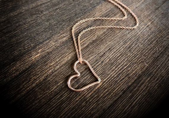 TOP SELLER: 14k Rose Gold Fill “Floating Open Heart” Necklace - 15”