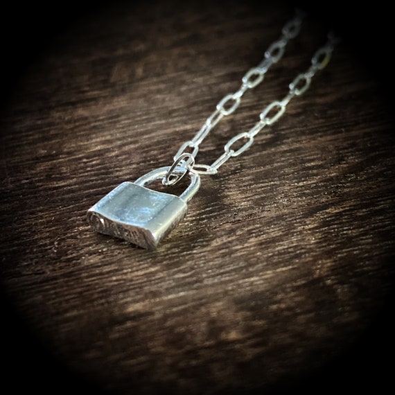 NEW! Sterling Silver Padlock Necklace 16”