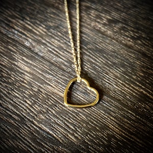 TOP SELLER: 14k Yellow Gold Floating Open Heart Necklace 16 image 1