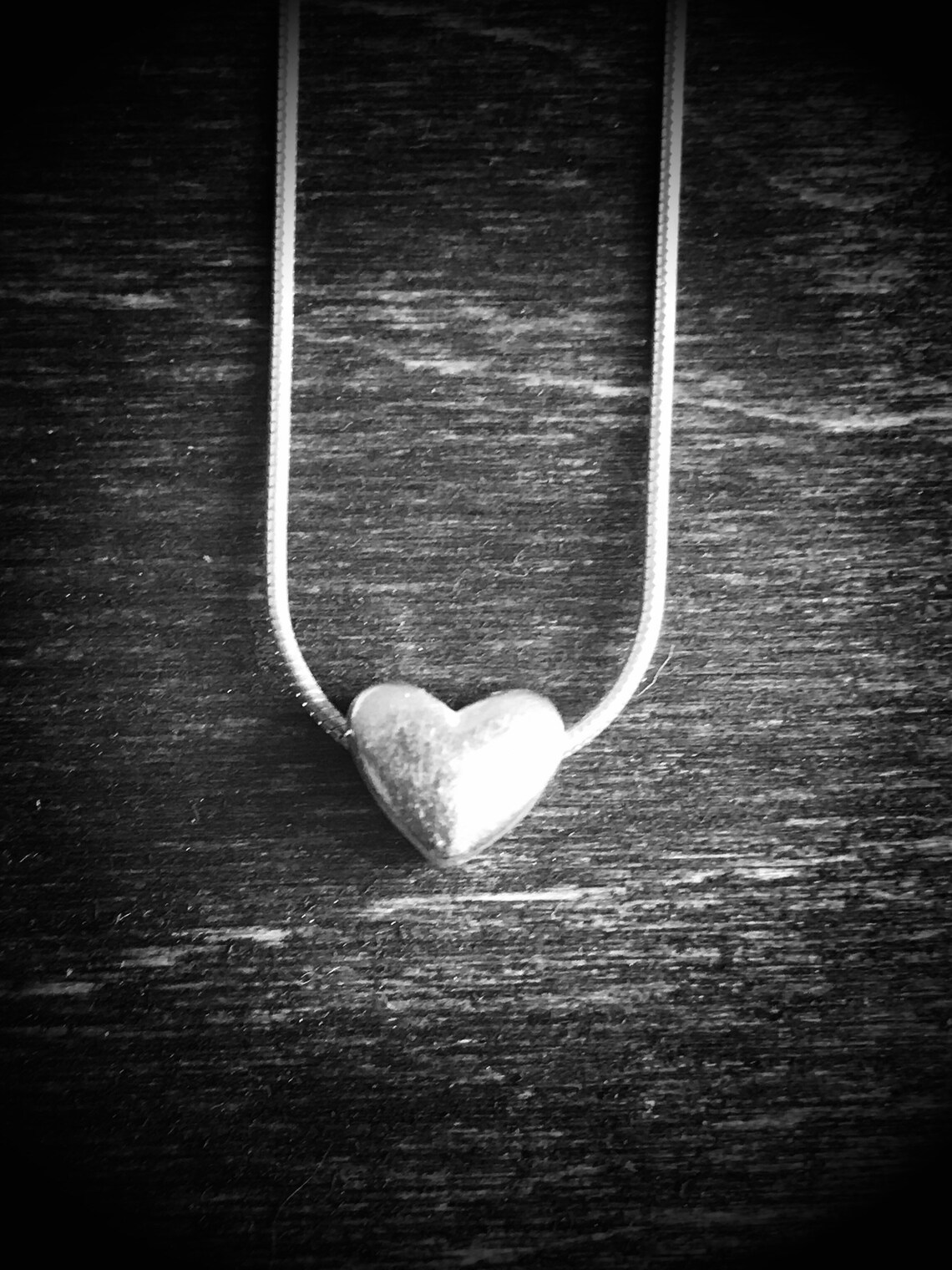 Sterling Solid Sliding Heart Silver Necklace 16 Etsy