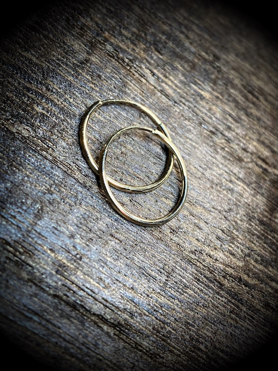 14k Solid Gold Endless Circle Earrings