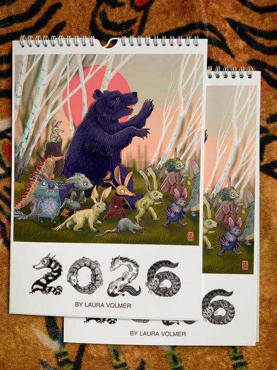 Wandkalender 2026, Kunst, Tierkalender, Kunstkalender A4, Kinderzimmer, Lustig, Fantasy, Geburtstag,  Natur, Monatskalender, Art