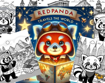 Verken de wereld met een rode panda: 20 boeiende stadsavonturen - direct digitaal kleurboek
