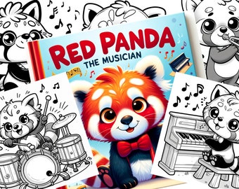 Red Panda The Musician - Ontvang je kleurplaten van 10 pagina's direct downloaden!