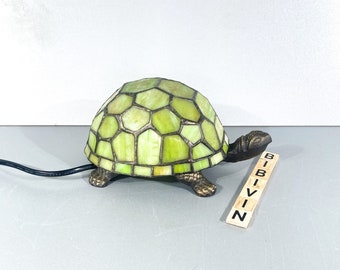 Lámpara de mesa tortuga estilo Tiffany, verde