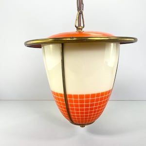 Hanging lamp / pendant lamp lantern orange, original 50s/60s vintage