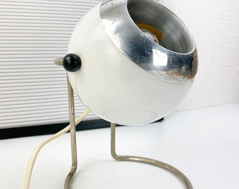 Space age ball lamp in white, metal desk lamp, 70s lamp, bubble lamp, eyeball lamp