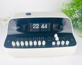 Vintage Flip Clock white, Saba RC11, 70s space age design, retro radio alarm clock