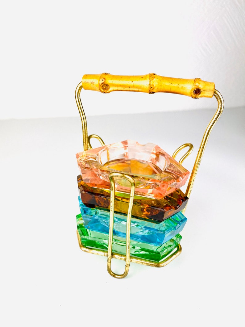 Vintage Ashenbecker for stacking in bracket colorful glass