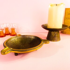 Candlestick with matching ashtray set, Brutalist vintage