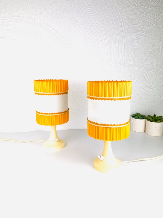 Vintage Bedside Table Lamps Yellow Space Age Tulip Foot Lamp Etsy