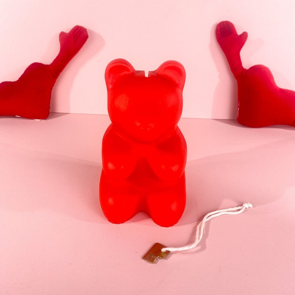 Gummibär Spardose, Haribo Lampe, Bären Spardose rot, vintage, pop art Lampe, 90er Jahre Design