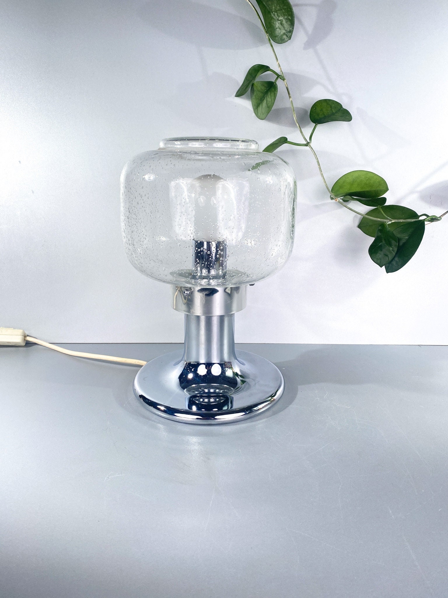 Mushroom lamp, chrome base, Graewe, Original 70s/80s Mushroomlamp