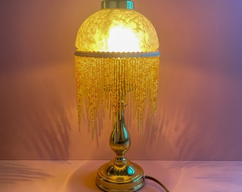 Lampenschirm Pilzschirm Cognac Vintage Tisch Deko Geschenk Glas Art Déco Lampe 