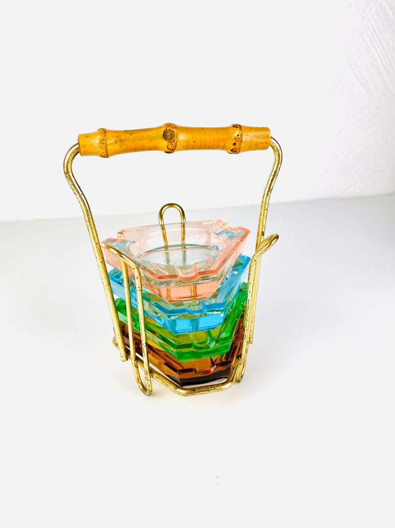 Vintage Ashenbecker for stacking in bracket colorful glass
