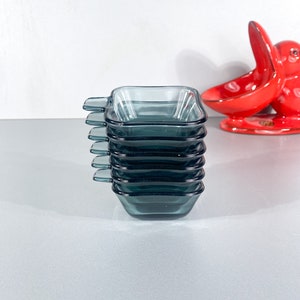 Ashtray set made of smoked glass, WMF Wagenfeld, original 60s vintage