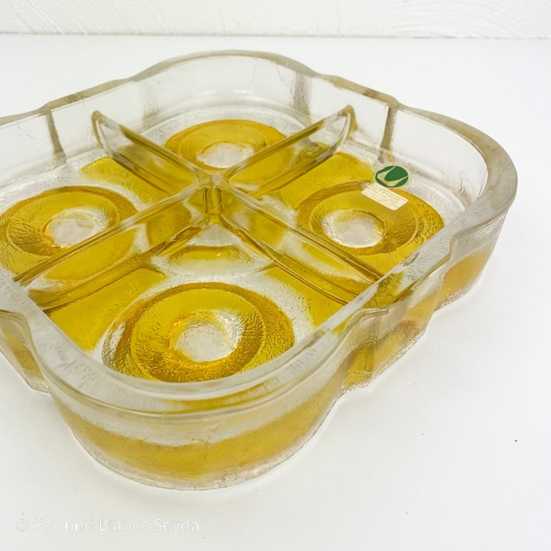 Walther Crystal Glass Bowl Snack Bowl Yellow 70s Design Etsy
