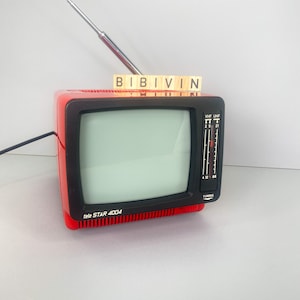 MINI Vintage retro TV, red, Mini Star 4004, Portable TV device, Original 80s