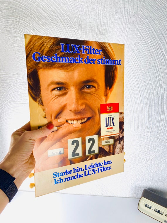 cigarette calendar Vintage Perpetual Calendar, Folding Numbers, Lux Cigarette Advertising, 70s  Retro Advertising